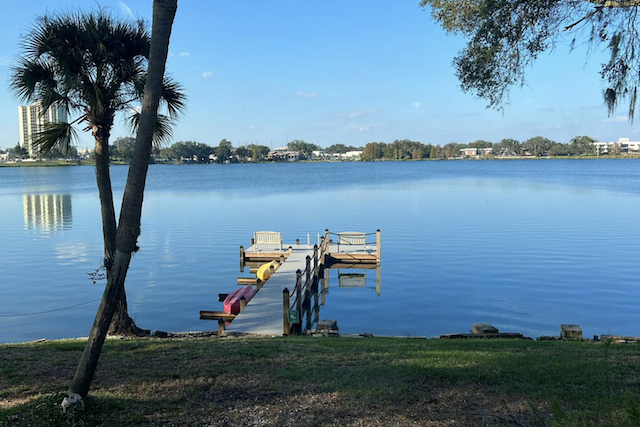 central Florida lake with a dock