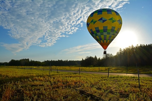 Hot Air Balloon at Dawn Rising above Zephyrhills and